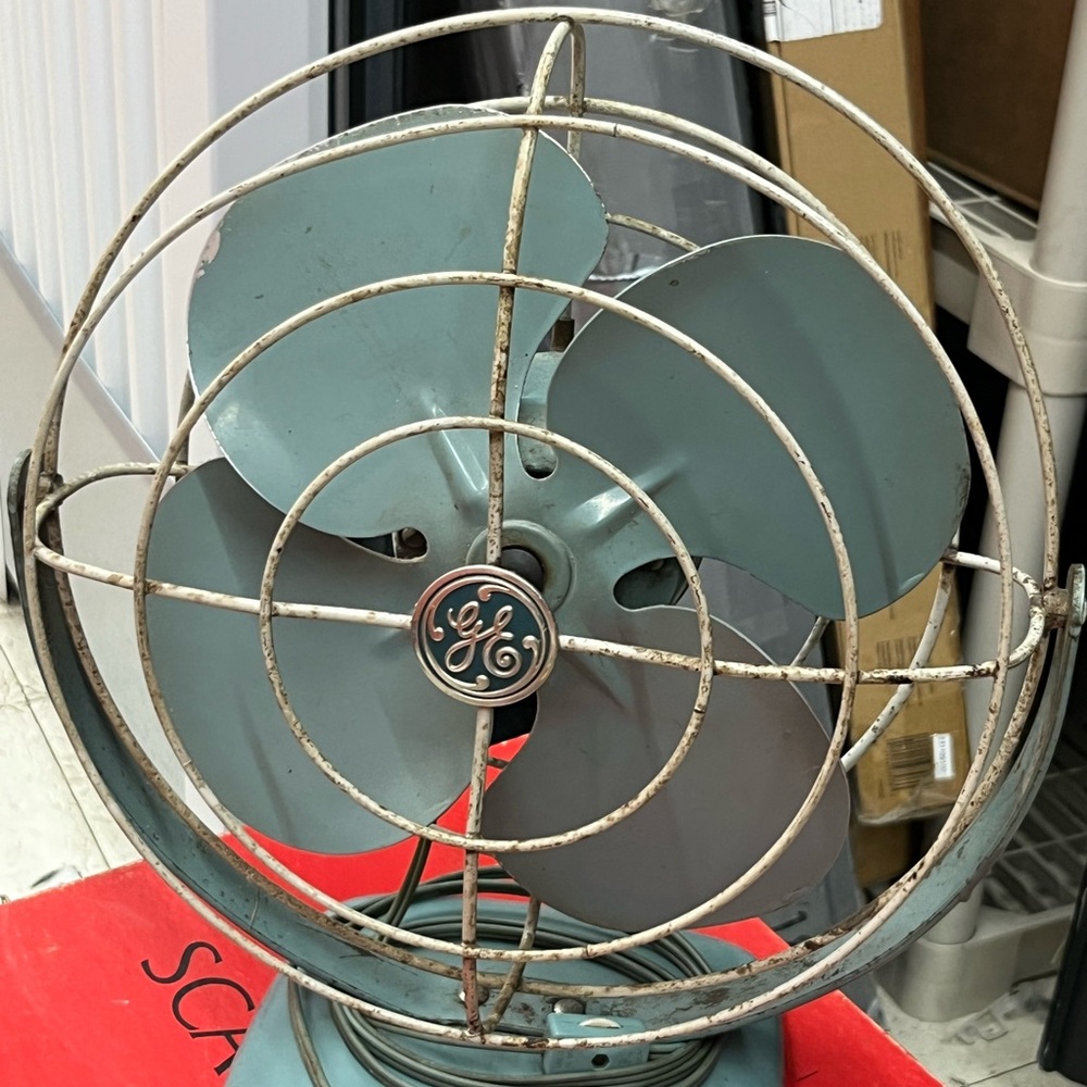 GE Retro Blue Metal Fan